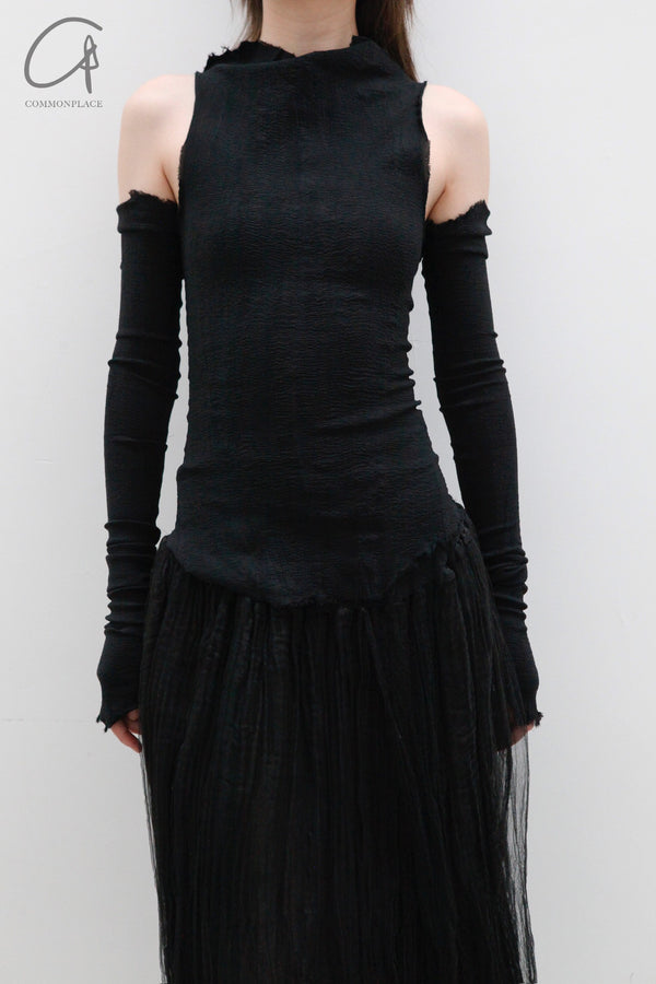 marc le bihan off shoulder long sleeve top 26958 E23 black
